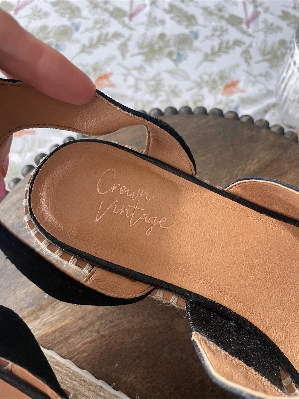 Crown Vintage Daylen Espadrille Wedge Ankle Strap Leather Sandals Size 7M